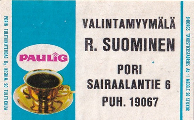 Pori, R. Suominen Valintamyymälä. Paulig b522