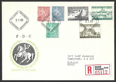 FDC 1963 Käyttösarja I Yleismerkit LaPe 556 - 561