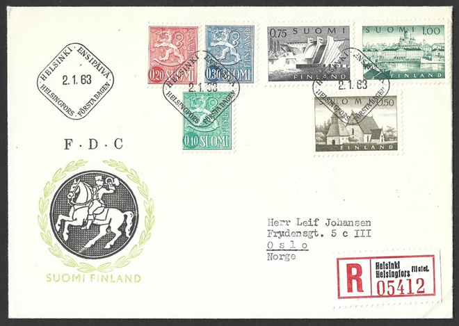 FDC 1963 Käyttösarja I Yleismerkit  LaPe 556 - 561