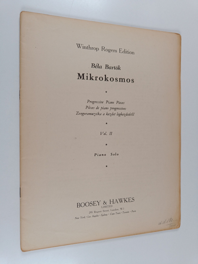 Bela Bartok : Mikrokosmos : Piano solo vol. II