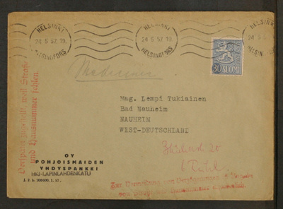 # 23560 # Kirje Helsinki > Länsi Saksa - 1957