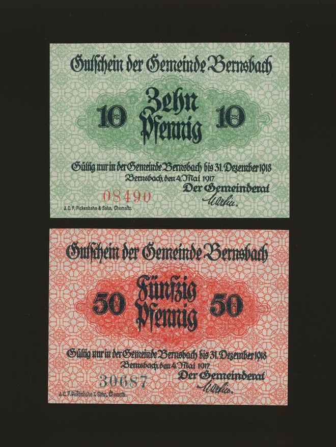 Saksa Notgeld 10, 50 Pfennig, Bernsbach 4.5.1917