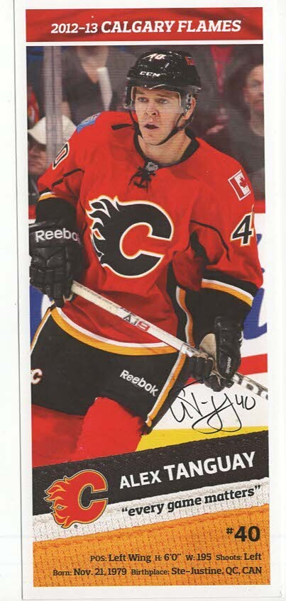 Alex Tanguay 12-13 Calgary Flames Team Issue Postcard