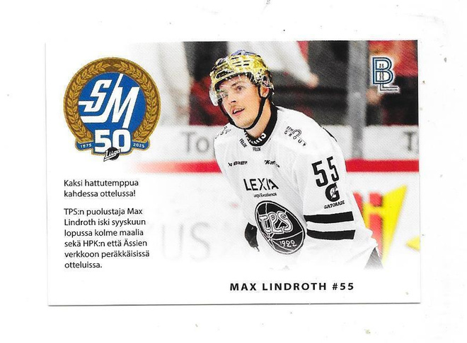 2024-25 BlueLine MatchCard #2/6 Max Lindroth TPS