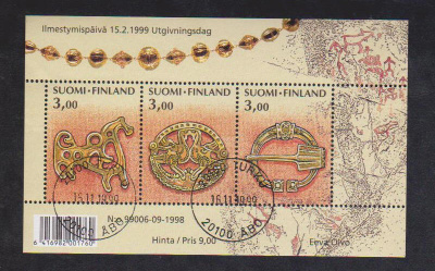 BL22 Kalevala 1999 leimattu blokki.