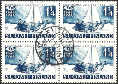 1938 Posti 300 v Postivene 1 1/4 mk NELILÖ leimattu LaPe 214
