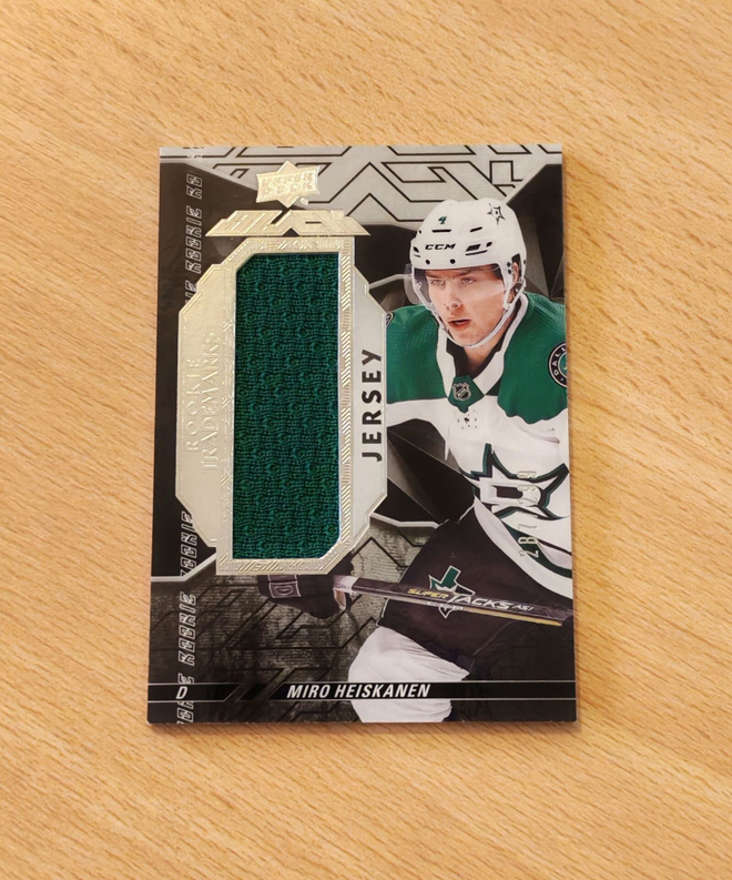 2018-19 UD Black Miro Heiskanen Rookie Trademarks Jersey