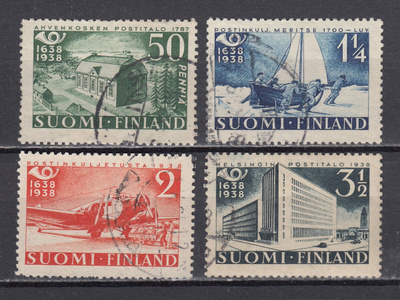 1938 Lape 213 - 216 Postin 300-vuotisjuhla