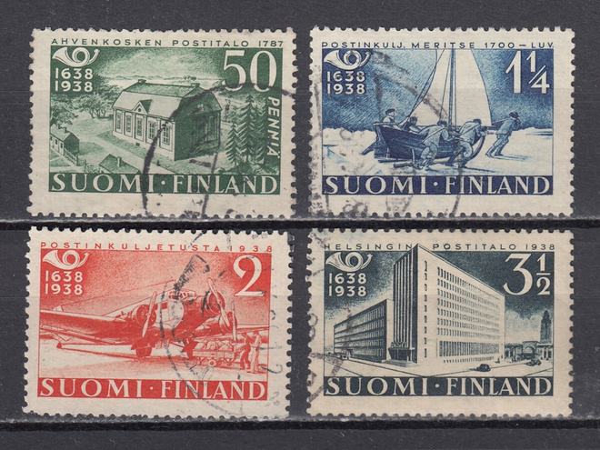 1938 Lape 213 - 216 Postin 300-vuotisjuhla