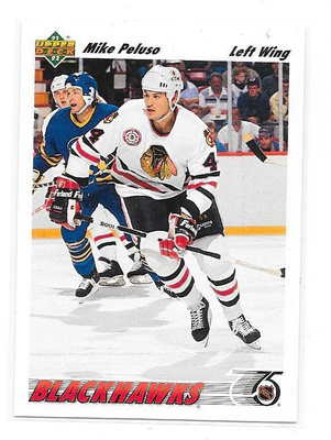 91-92 Upper Deck #414 Mike Peluso Chicago Blackhawks goon RC