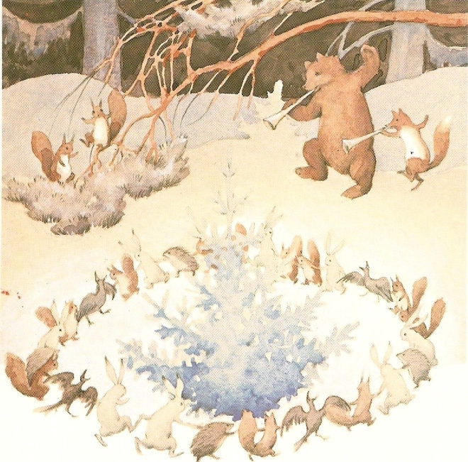 Rudolf Koivu: Metsässä eläinten piirileikki.  Ei kulk.