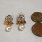 vintage Cabochon helmi korvakorut emaloitu gold plated - pikkukuva 4
