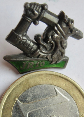 VANHA Ruuvimerkki Rähinäremmimerkki JR10 Hopeaa 1940