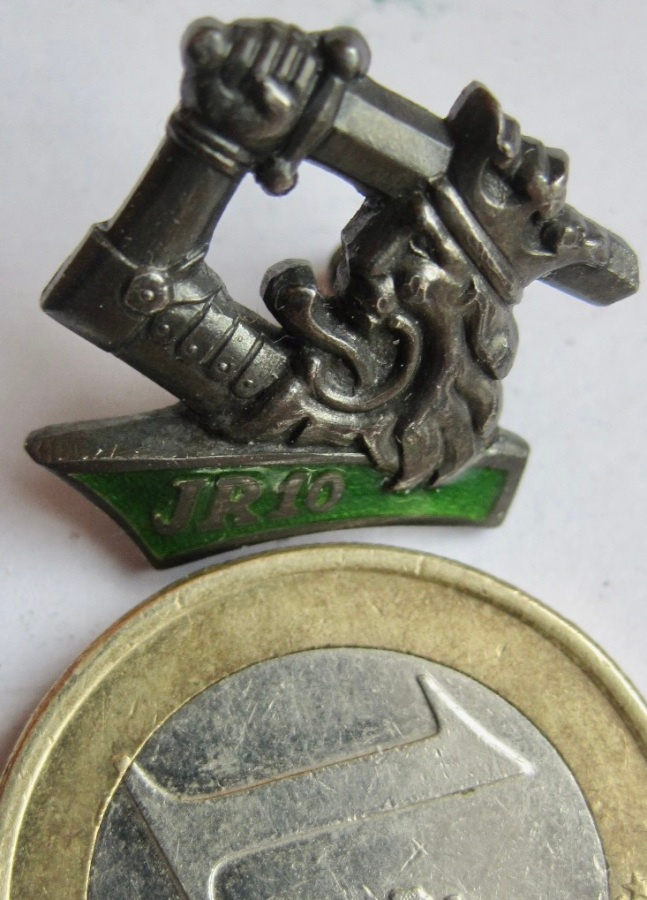 VANHA Ruuvimerkki Rähinäremmimerkki JR10 Hopeaa 1940