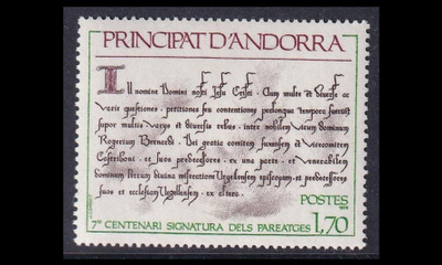 Andorra Fr 294 ** Paréage-sopimus 700v (1978)