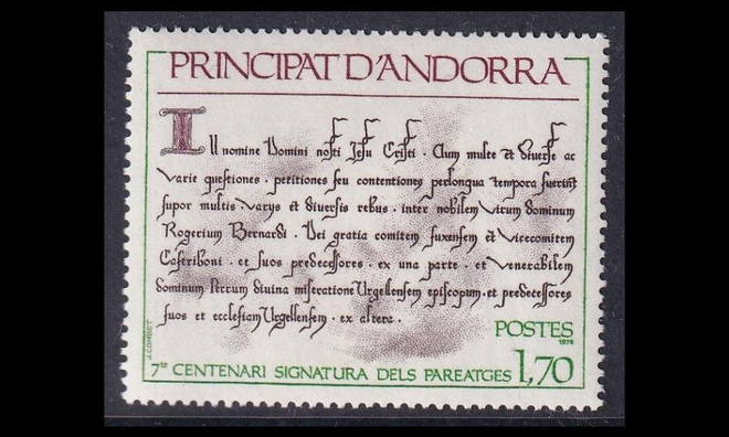 Andorra Fr 294 ** Paréage-sopimus 700v (1978)