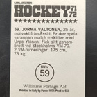 1971-72 Williams Hockey #59 Jorma Valtonen - pikkukuva 2