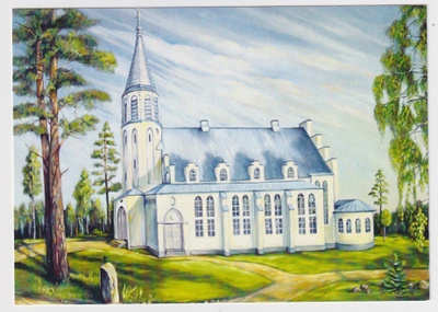 Lumivaara: Kirkko - piirroskortti