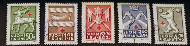 1942 Punainen Risti - leimattu sarja