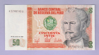 Peru 50 Intis v.1987 UNC P-131b