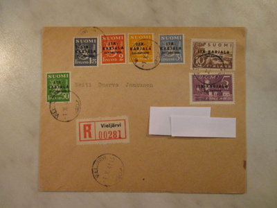 FDC Itä-Karjala musta lisäpainama 1.10.1941 Vieljärvi.