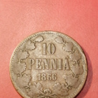* 10  penniä  *1866  Copper/Kupari *Aleksanteri II - pikkukuva 1