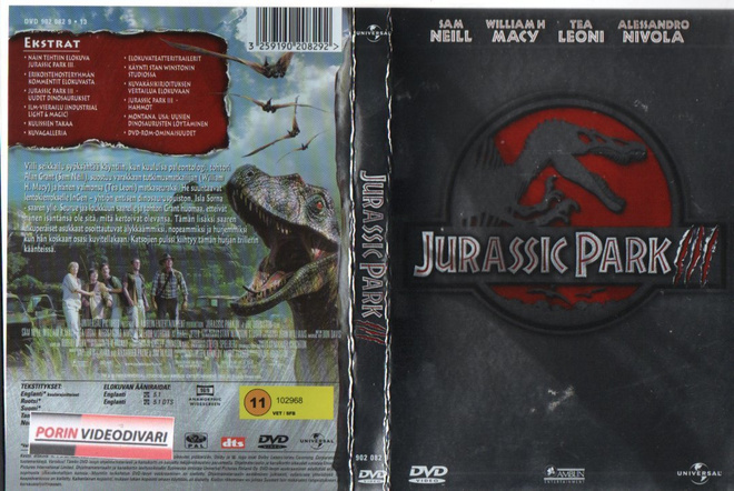 Jurassic Park 3	(2 853)	K	-FI-	DVD	suomik.		sam neill	2001