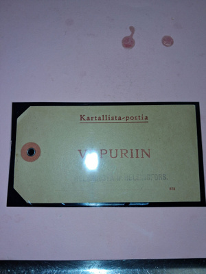 Postisäkkien oseitekortti Viipuriin.
