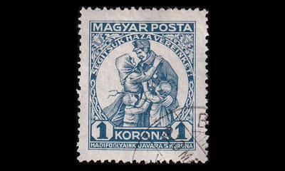 Unkari 314Y o Sotavankien hyväksi 1 Kr vaakavesil. (1920)