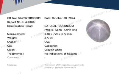 Safiiri erinomainen tähti 2.77 ct käsittelemätön + todistus