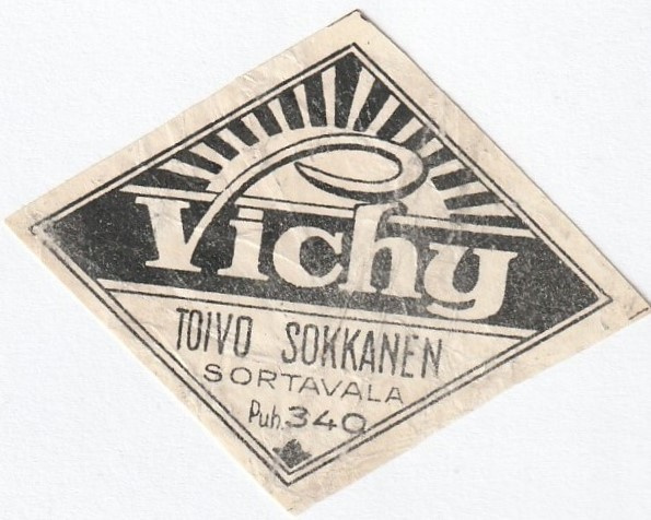 VANHA JUOMA ETIKETTI - VICHY T.SOKKANEN SORTAVALA  (K13-S38)