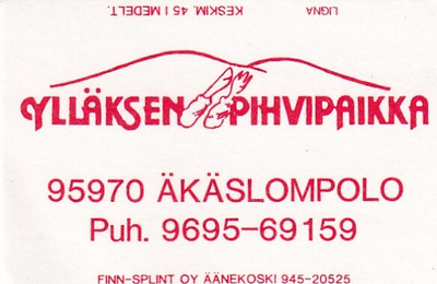 Äkäslompolo. Ylläksen pihvipaikka  .  s95