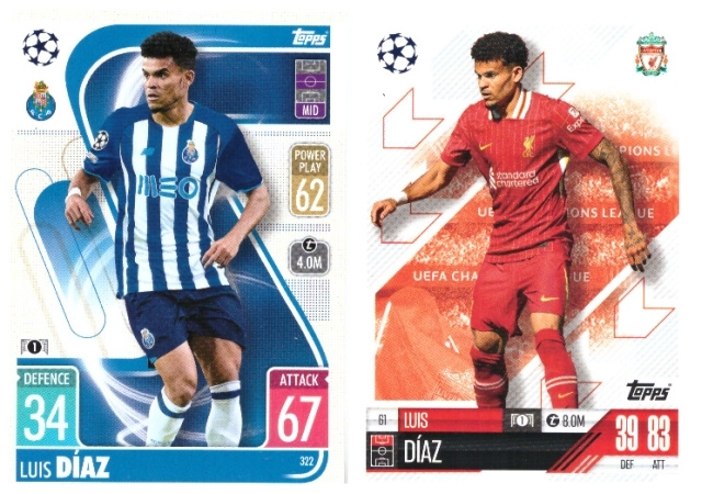 2 x LUIS DÍAZ Liverpool, Porto Jalkapallo Kortteja