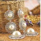 0370 .. Silver Alloy Round Pearl Upeat Korvakorut - pikkukuva 4