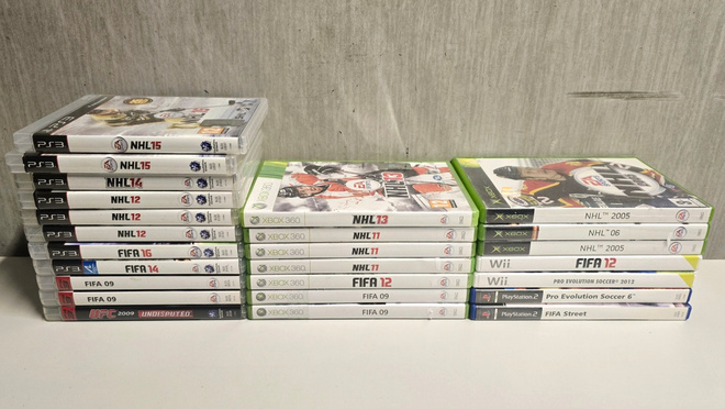 25kpl PS2, PS3, Xbox, Xbo360 ja Wii urheilupelejä