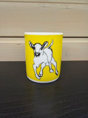 Marimekko Kevätjuhla lehmämuki 25cl, keltainen
