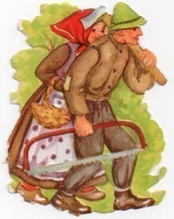 ILLERT / Hannu ja Kerttu - vanhemmat puunhakkuussa. 1940-l.