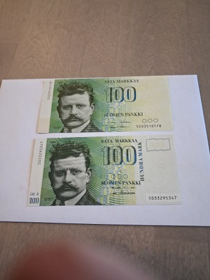 100 mk pakka sileät litt ja ilman litt