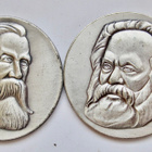 2 VANHAA Mitalia Itä-Saksa DDR Karl Marx Friedrich Engels - pikkukuva 1