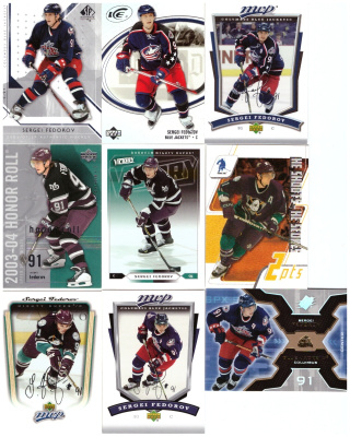 9 x SERGEI FEDOROV Blue Jackets, Ducks