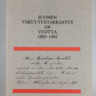 Suomen vakuutustarkastus 100 vuotta : 1892-1992 - pikkukuva 1