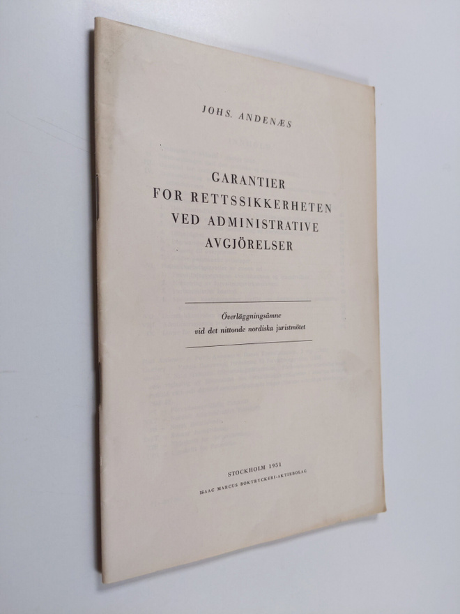 Johs Andenaes : Garantier for rettssikkerheten ved admini...