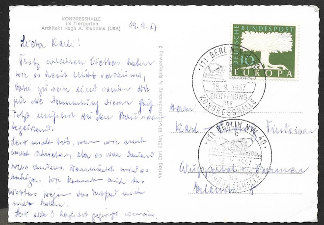Saksa - Kongresshalle Berlin 19.9.1957