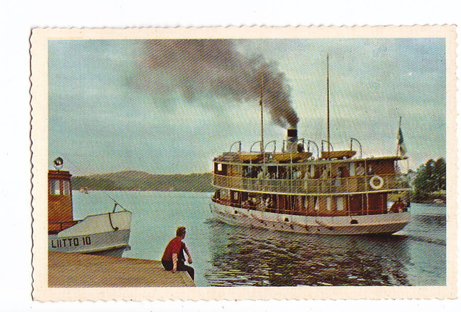 VANHA Postikortti Laiva Hinaaja Liitto 10 ym 1950-l