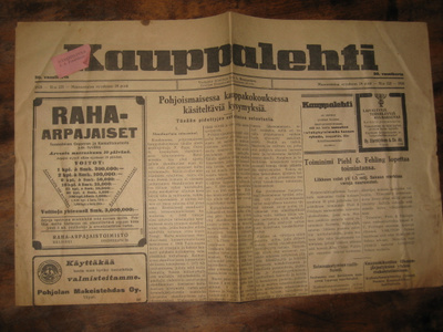 Sanomalehti  Kauppalehti 24.9.1928
