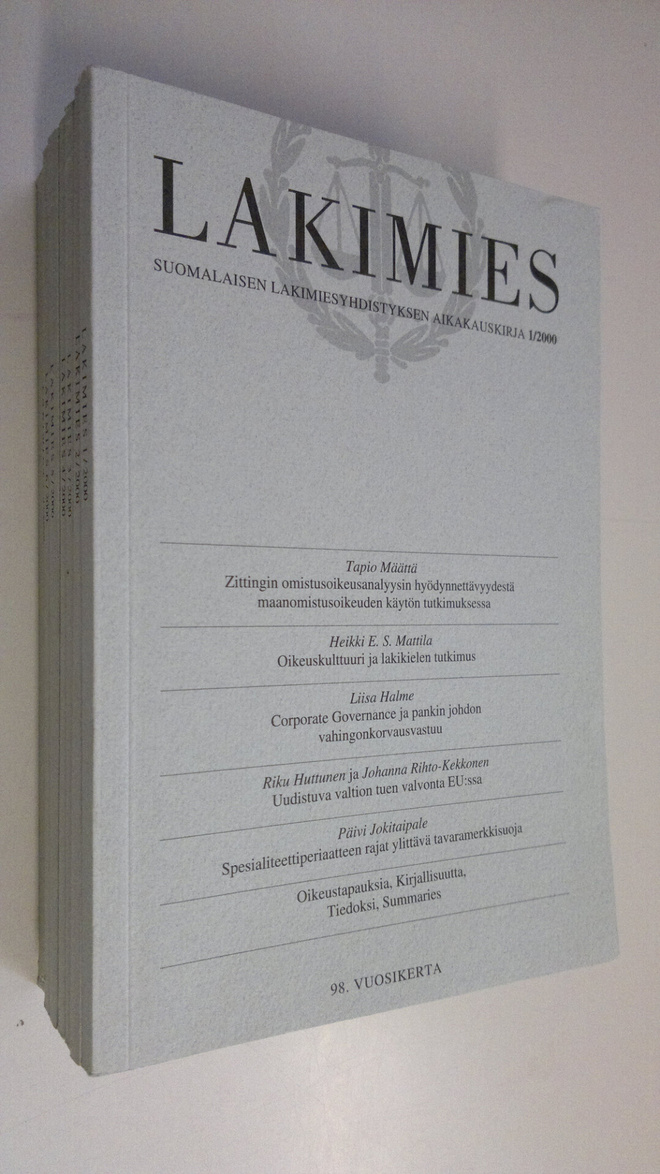 Lakimies vuosikerta 2000 (7 lehteä) : Suomalaisen lakimie...