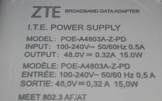 ZTE POE-A4803-Z-PD 48V 0,32A 15W POE adapter