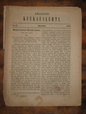 Aikakauslehti : Kirjallinen Kuukauslehti, marrask. 1870