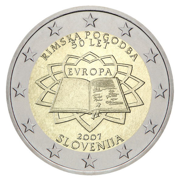 ** SLOVENIA 2€ 2007 Rooman sopimus pillerissä **
