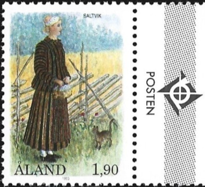 ÅL 1993 Kansanpuvut 1,90 mk välilöpari logo ** LaPe 072
